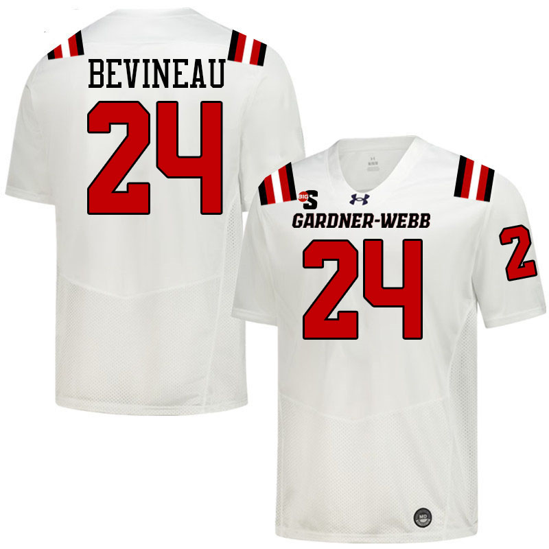 Gardner-Webb Runnin' Bulldogs #24 Jabre Bevineau College Football Jerseys,Uniforms-White